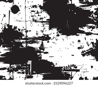 Abstraktes Acrylgemälde auf verschmiertem Canvas schwarz-weißer Grunge-Hintergrund