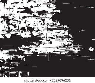 Abstraktes Acrylgemälde auf verschmiertem Canvas schwarz-weißer Grunge-Hintergrund