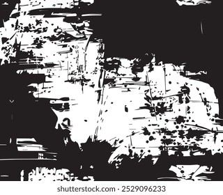 Abstraktes Acrylgemälde auf verschmiertem Canvas schwarz-weißer Grunge-Hintergrund