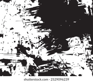 Abstraktes Acrylgemälde auf verschmiertem Canvas schwarz-weißer Grunge-Hintergrund