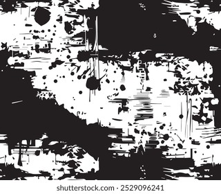 Abstraktes Acrylgemälde auf verschmiertem Canvas schwarz-weißer Grunge-Hintergrund