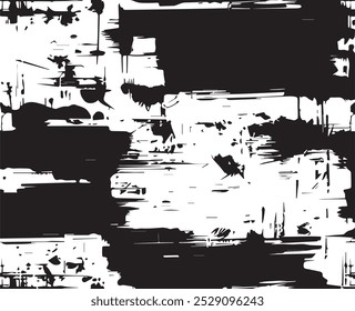 Abstraktes Acrylgemälde auf verschmiertem Canvas schwarz-weißer Grunge-Hintergrund