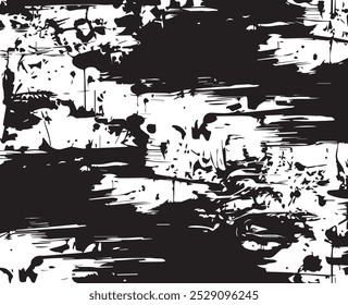 Abstraktes Acrylgemälde auf verschmiertem Canvas schwarz-weißer Grunge-Hintergrund