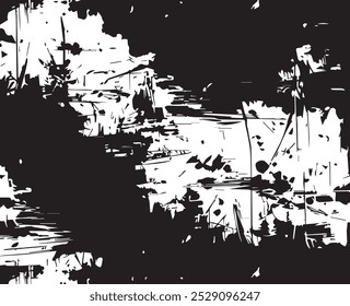 Abstraktes Acrylgemälde auf verschmiertem Canvas schwarz-weißer Grunge-Hintergrund