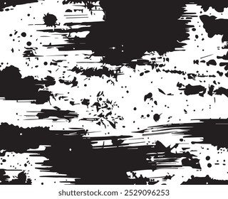 Abstraktes Acrylgemälde auf verschmiertem Canvas schwarz-weißer Grunge-Hintergrund