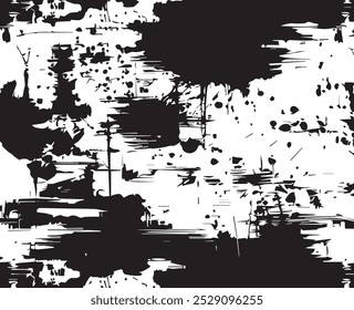 Abstraktes Acrylgemälde auf verschmiertem Canvas schwarz-weißer Grunge-Hintergrund