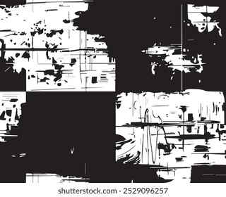 Abstraktes Acrylgemälde auf verschmiertem Canvas schwarz-weißer Grunge-Hintergrund