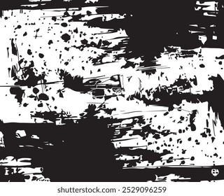 Abstraktes Acrylgemälde auf verschmiertem Canvas schwarz-weißer Grunge-Hintergrund