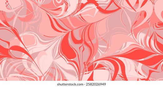 Abstract acrylic seamless pattern with curly curves and liquid distortion. Abstract liquid art. Funky fabric pattern. Hallucination backdrop. Vector illustration