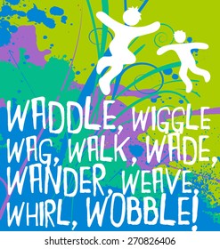 abstract active figures with motivational action words fitness poster series 