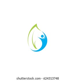 abstract active people with leaf healthcare logo