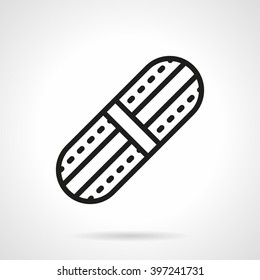 Abstract adhesive plaster. Wounds and scratches treatment. Pharmacy. Single black line design vector icon. Element for web design, mobile and business.