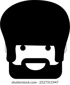 Abstract adult man box face with beard avatar icon. Male Facial Hair Avatar Icon.  Vector Male Avatar and Character Illustration. Black and white portrait of a bearded man. Afro hair