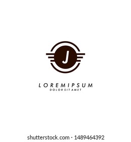 abstract adventure J logotype emblem design illustration.
