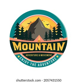 abstract adventure mountains logo design template