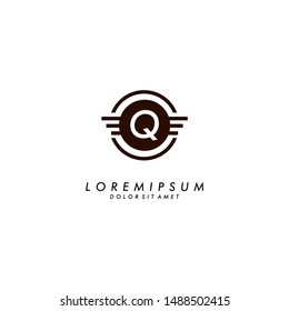 abstract adventure Q logotype emblem design illustration.