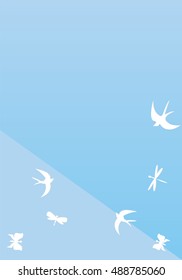 abstract advertising booklet bird butterfly dragonfly blue background with place for your text vector