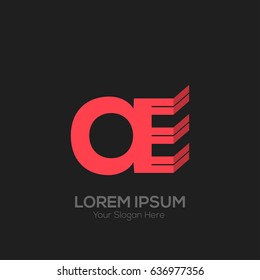 Abstract AE Alphabetic Red Logo on Black Background