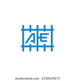 Diseño Abstractas del monograma del logotipo de la letra inicial de AE. Concepto de marca de contabilidad de finanzas comerciales. Identidad de símbolo de estructura de cuadrícula.