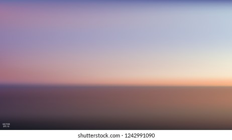 Abstract aerial panoramic view of sunset over ocean. Nothing but sky and water. Beautiful serene scene. Vector illustration