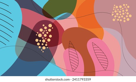 MARCA DE FONDO ESTÉTICA ABSTRACTA FORMA ORGÁNICA DIBUJADA CON PLANTILLA DE VECTOR DE DISEÑO DE COLOR PLANO ORNAMENTE DE PLANTA DE HOJA PARA PAPEL DE PARED, CUBIERTA, AFICHE 