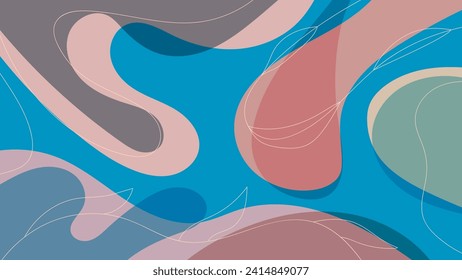 ABSTRACT AESTHETIC BACKGROUND HAND DRAWN ORGANIC SHAPE WITH LEAF PLANT ORNAMENT PASTEL FLAT COLOR DESIGN VECTOR TEMPLATE FOR WALLPAPER, COVER, POSTER 