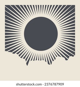 Abstract aesthetic background with sunset skyline. Sunburst on the sky postcard.