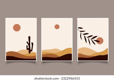 Abstract aesthetic boho contemporary modern landscape wall art decoration
