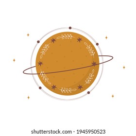 Abstract aesthetic boho planet. Scandinavian design for wallpaper and home decor. Contemporary geometric element. Modern vector illustration in flat style.