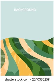 Resumen de diseño de collage ecológico estético. Ilustración vectorial de forma de naturaleza orgánica. Composición de patrones de paisaje. Ornamento de campo geométrico. Afiche vertical contemporáneo, fondo de campo moderno