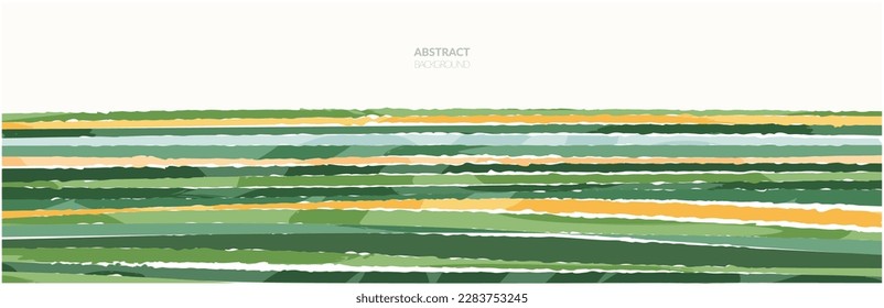 Resumen de diseño de pancartas ecológicas ecológicas estéticas. Ilustración del vector de fondo de textura verde de sostenibilidad. Un paisaje horizontal de color brillante. Vista panorámica del prado, colina abstracta