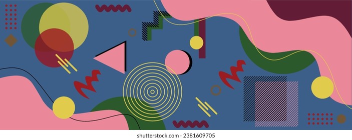 Abstract aesthetic fashion template banner background and colorful graphics with 90s color style.
