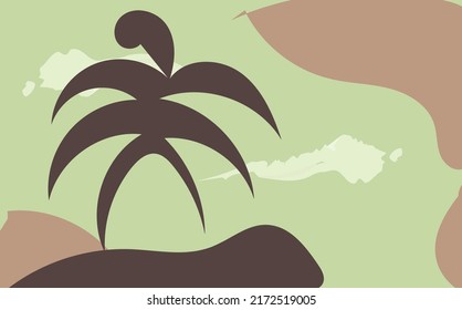 abstract aesthetic green brown background palm tree illustration brown quote spaces new