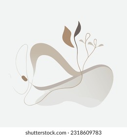 abstract aesthetic illustrations featuring plants. Create a modern and serene atmosphere with these contemporary wall decor artworks.