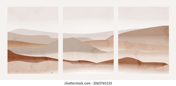 Abstract aesthetic minimalistic background with desert mountains. Landscaping for home decor, framed prints and packaging