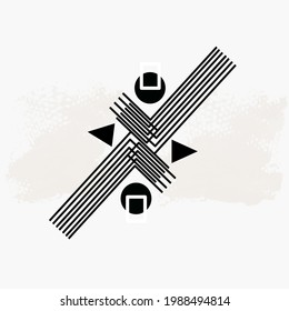 Resumen de la plantilla de portada de póster de líneas estéticas modernas. Ilustraciones minimalistas y naturales para la impresión de arte, postales, papel pintado, diseño de arte mural