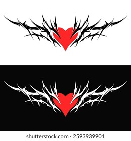 abstract aesthetic monochrome heart tribal tattoo