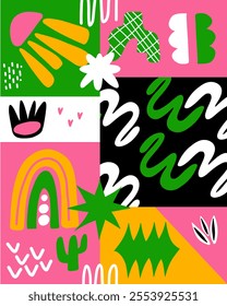 Abstract aesthetic pattern background matisse style motif illustration vector fabric textile paper print art decoration editable