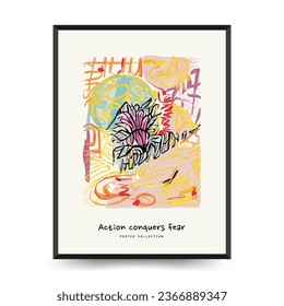 Abstract aesthetic posters template. Modern trendy Matisse Paintings Art. Museum Decor, Exhibition Art, grunge, line art, sketch, scribble, marker.  For wall decor, print, postcard, cover, banner. 