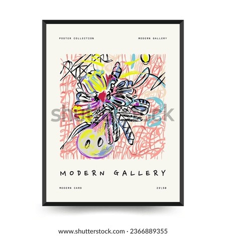 Abstract aesthetic posters template. Modern trendy Matisse Paintings Art. Museum Decor, Exhibition Art, grunge, line art, sketch, scribble, marker.  For wall decor, print, postcard, cover, banner. 