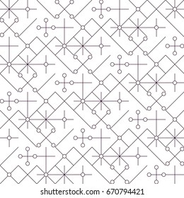 Abstract aesthetic seamless pattern. Tile mosaic vector Illustration. Black and white thin lines. Trendy geometric flat background for textile, brochure, flyer, prints and any your design.