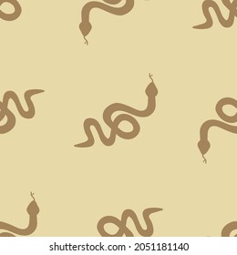 Abstract Aesthetic Seamless Snakes Animal Pattern Illustration, Hand Drawn Vector Illustration.