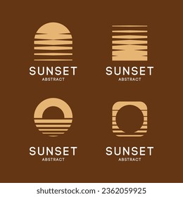 Abstract aesthetic sunset vector logo design template. Set of sunset logo design.