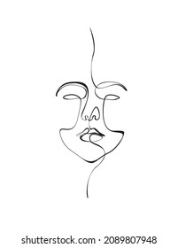 abstract aesthetict, Continuous line, face drawing and hairstyle set, fashion concept, minimalist female beauty, vector illustration.Can be used as Logo, Brands, Mascots, and Tatto