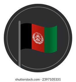 Abstract Afghanistan Flag Flat Icon in Circle Isolated on White Background