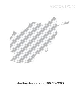 Abstract Afghanistan map with gray diagonal lines. Afghanistan stripes map. Vector illustration EPS10.