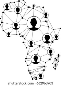 Abstract Africa Communications Map With People. Vector Illustration. 