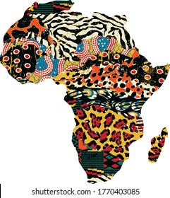 Abstract Africa map fabric patchwork vector traditional ethnic wallpaper