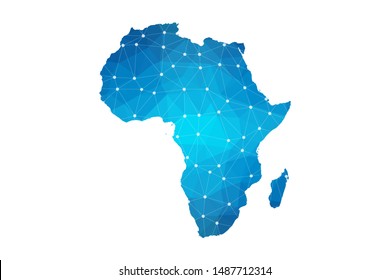 Abstract Africa Map geometric rumpled triangular low poly style gradient graphic on white background , line dots polygonal design for your . Vector illustration eps 10
