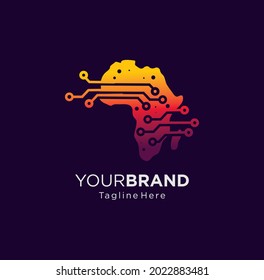 Abstract Africa Tech Logo Vector Design Illustration. African Technology digital Logo networking Template Modern